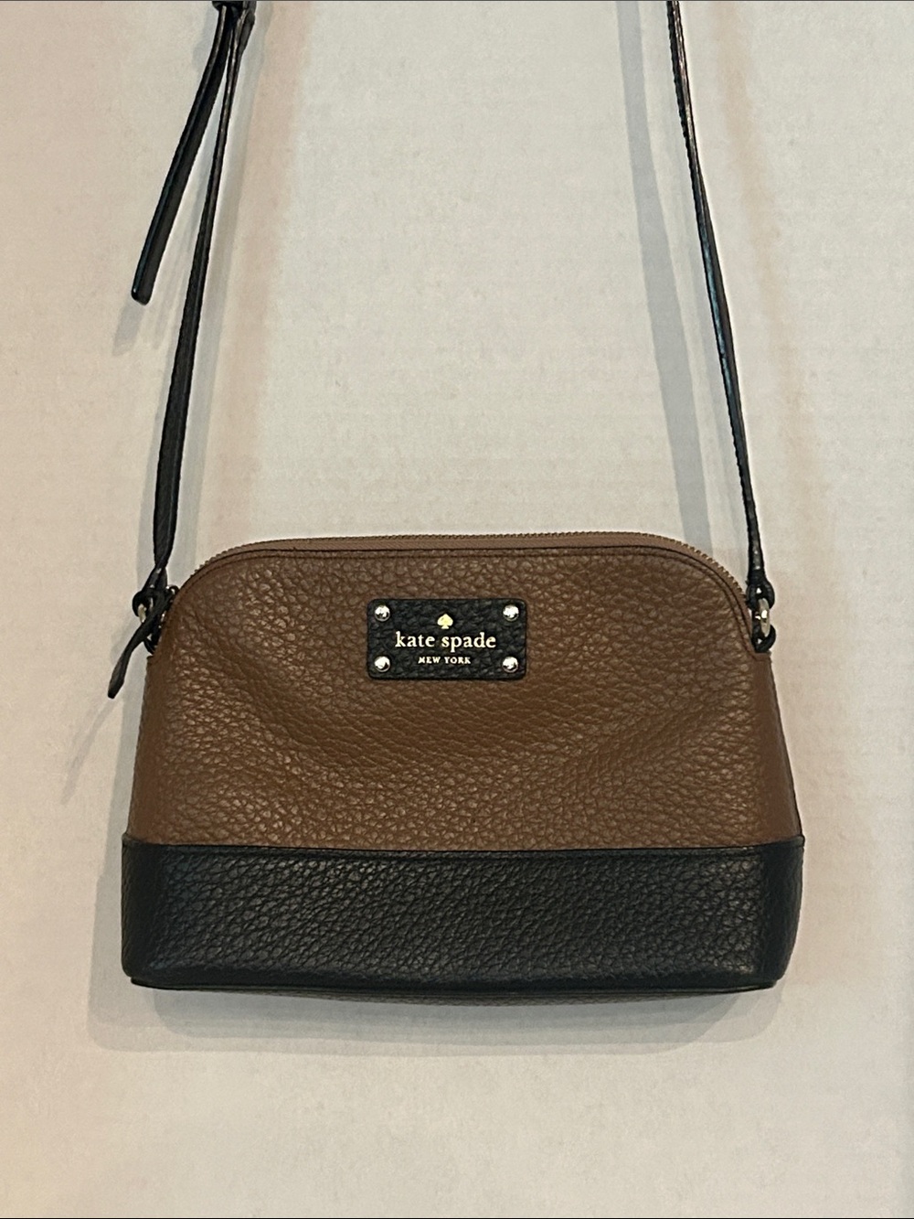 kate spade Brown and Black Pebbled Leather Two-Tone Crossbody